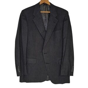 DAKS London NY Size 42 Charcoal Gray Wool Blazer Sport Coat Jacket 2 Button FLAW